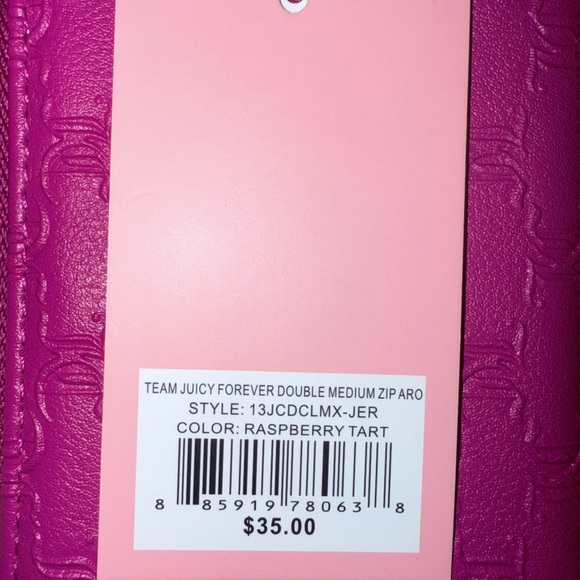 NWT Juicy Couture “Team Juicy Forever” Medium Zip Around in Raspberry Tart - Picture 6 of 6